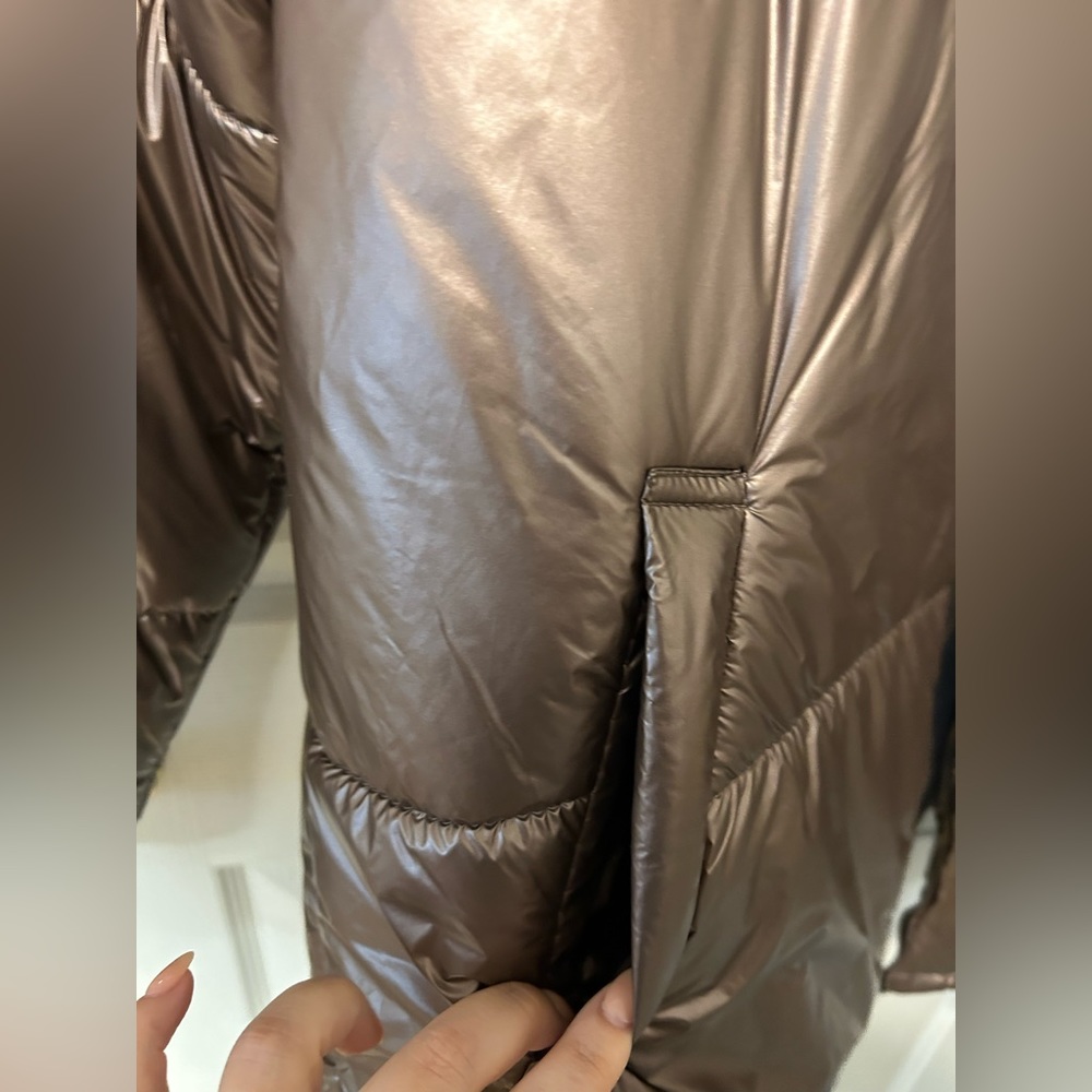 A New Day Womens Rose Gold Metallic Chrome Puffer Winter Jacket - Picture 6 of 7
